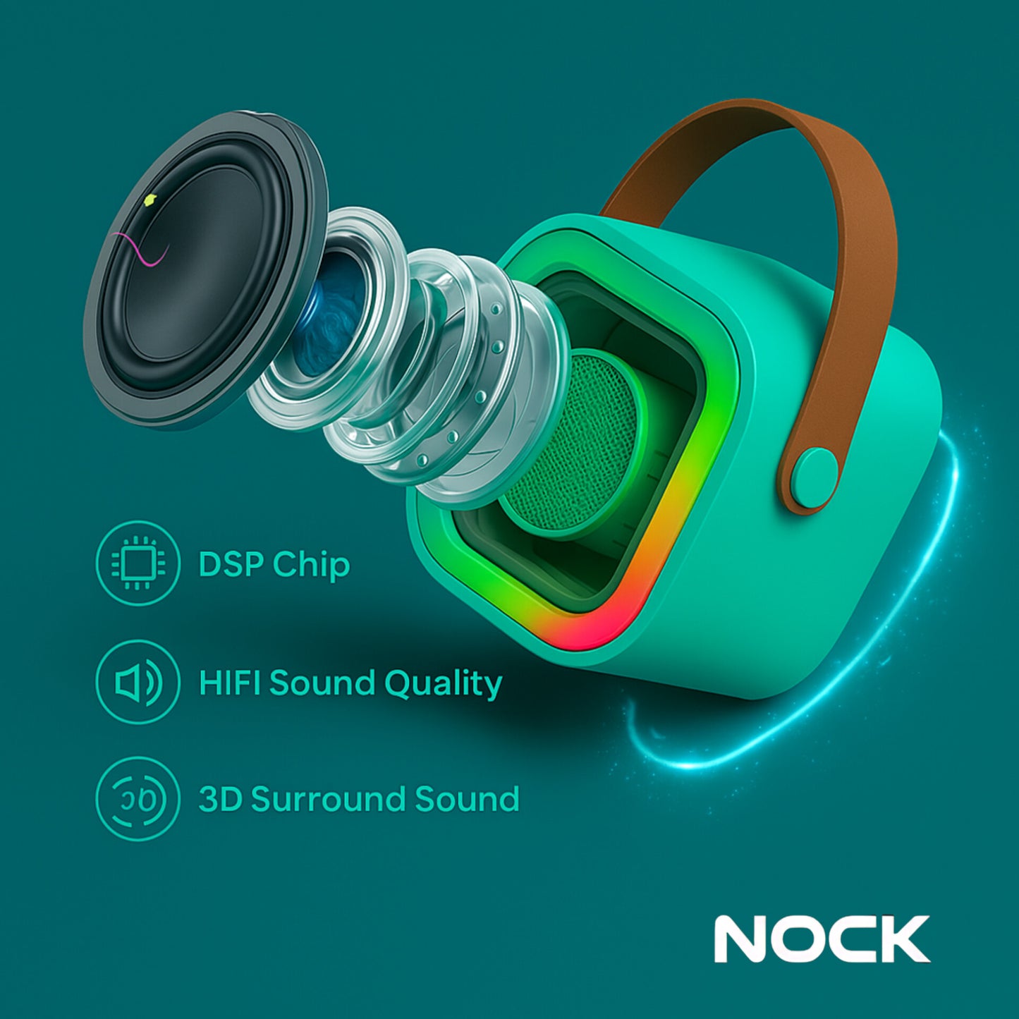 NOCK K12 Wireless Karaoke Dual Mic with RGB Bluetooth Speaker